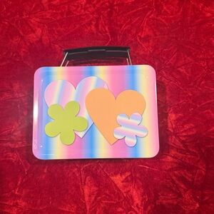Vintage 1990s Hearts Flowers Tin Trinket Box • Mini Metal Box